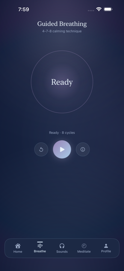 Guided breathing screen in La-Lo-Ka